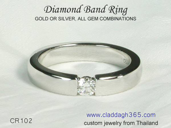 diamond band ring gold or 925 silver